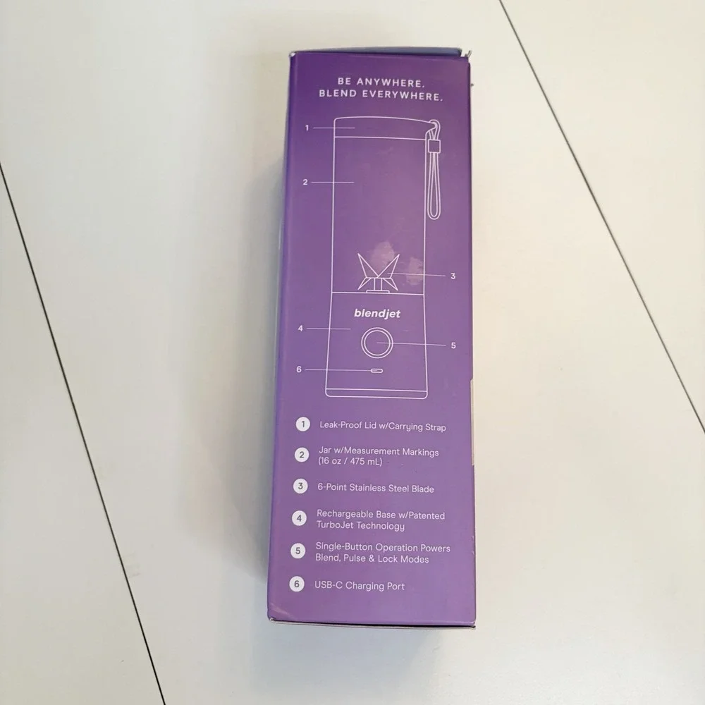 BlendJet 1 The Original Portable Blender Purple Cordless USB Rechargeable EUC